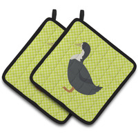 "Caroline's Treasures Blue Swedish Duck Green Decorated Pot Holder, 7.5"" x 7.5"""