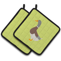 "Caroline's Treasures Saxony Sachsenente Duck Green Decorated Pot Holder, 7.5"" x 7.5"""