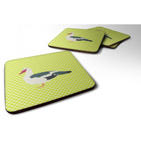 "Caroline's Treasures Muscovy Duck Green Decorative Coasters, 3.5"", Multicolor"