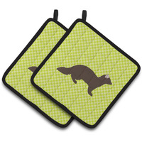"Caroline's Treasures Sable Marten Green Decorated Pot Holder, 7.5"" x 7.5"""