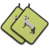 "Caroline's Treasures Silver Fox Green Decorated Pot Holder, 7.5"" x 7.5"""