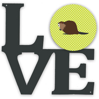 "Caroline's Treasures Eurasian Beaver Green Metal Artwork Love wall-decor, Multicolor"