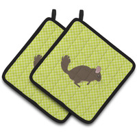 "Caroline's Treasures Chinchilla Green Decorated Pot Holder, 7.5"" x 7.5"""