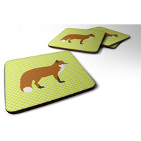 "Caroline's Treasures Red Fox Green Decorative Coasters, 3.5"", Multicolor"