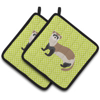 "Caroline's Treasures Ferret Green Decorated Pot Holder, 7.5"" x 7.5"""