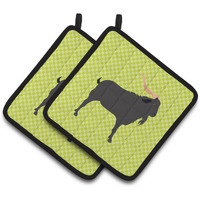 "Caroline's Treasures Verata Goat Green Decorated Pot Holder, 7.5"" x 7.5"""