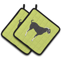 "Caroline's Treasures Black Bengal Goat Green Decorated Pot Holder, 7.5"" x 7.5"""