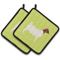 "Caroline's Treasures Boer Goat Green Decorated Pot Holder, 7.5"" x 7.5"""