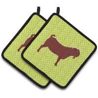 "Caroline's Treasures Kalahari Red Goat Green Decorated Pot Holder, 7.5"" x 7.5"""