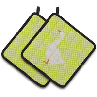 "Caroline's Treasures Embden Goose Green Decorated Pot Holder, 7.5"" x 7.5"""