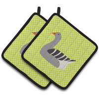 "Caroline's Treasures Pilgrim Goose Green Decorated Pot Holder, 7.5"" x 7.5"""