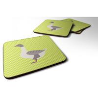 "Caroline's Treasures Buff Grey Back Goose Green Decorative coasters, 3.5, Multicolor"