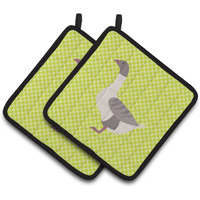 "Caroline's Treasures Buff Grey Back Goose Green Decorated Pot Holder, 7.5"" x 7.5"""
