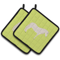 "Caroline's Treasures Paso Fino Horse Green Decorated Pot Holder, 7.5"" x 7.5"""