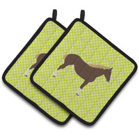 "Caroline's Treasures Percheron Horse Green Decorated Pot Holder, 7.5"" x 7.5"""