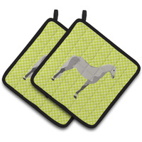 "Caroline's Treasures Orlov Trotter Horse Green Decorated Pot Holder, 7.5"" x 7.5"""