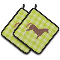 "Caroline's Treasures Hannoverian Horse Green Decorated Pot Holder, 7.5"" x 7.5"""