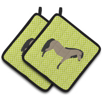 "Caroline's Treasures Welsh Pony Horse Green Decorated Pot Holder, 7.5"" x 7.5"""