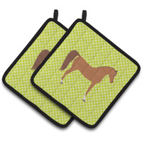"Caroline's Treasures Arabian Horse Green Decorated Pot Holder, 7.5"" x 7.5"""