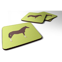 "Caroline's Treasures English Thoroughbred Horse Green Decorative coasters, 3.5, Multicolor"