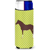 "Caroline's Treasures English Thoroughbred Horse Green Decorative Can Hugger, Slim, Multicolor"