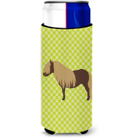"Caroline's Treasures Shetland Pony Horse Green Decorative Can Hugger, Slim, Multicolor"