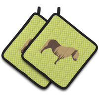 "Caroline's Treasures Shetland Pony Horse Green Decorated Pot Holder, 7.5"" x 7.5"""