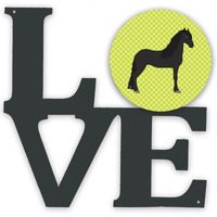 "Caroline's Treasures Friesian Horse Green Metal Artwork Love wall-decor, Multicolor"