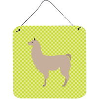 "Caroline's Treasures Green Llama Metal Print, 6"" H x 6"" W"