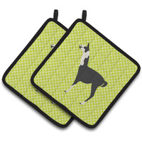 "Caroline's Treasures Llama Q' Ara Green Decorated Pot Holder, 7.5"" x 7.5"""