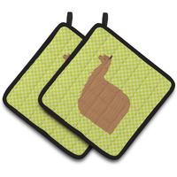"Caroline's Treasures Alpaca Suri Green Decorated Pot Holder, 7.5"" x 7.5"""