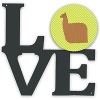 "Caroline's Treasures Alpaca Suri Green Metal Artwork Love wall-decor, Multicolor"