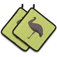 "Caroline's Treasures Emu Green Decorated Pot Holder, 7.5"" x 7.5"""