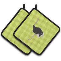 "Caroline's Treasures Common Ostrich Green Decorated Pot Holder, 7.5"" x 7.5"""