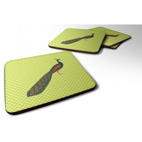 "Caroline's Treasures Indian Peacock Peafowl Green Decorative Coasters, 3.5"", Multicolor"