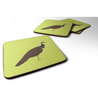 "Caroline's Treasures Indian Peahen Peafowl Green Decorative coasters, 3.5, Multicolor"