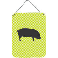 "Caroline's Treasures Devon Large Black Pig Green Metal Print, 16hx12w, Multicolor"