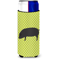 "Caroline's Treasures Devon Large Black Pig Green Decorative Can Hugger, Slim, Multicolor"