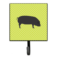 "Caroline's Treasures Devon Large Black Pig Green Wall Hook, Small, Multicolor"