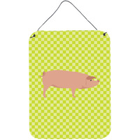 "Caroline's Treasures American Landrace Pig Green Metal Print, 16hx12w, Multicolor"