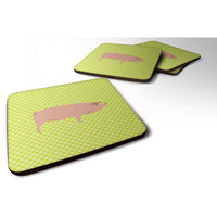 "Caroline's Treasures American Landrace Pig Green Decorative coasters, 3.5, Multicolor"