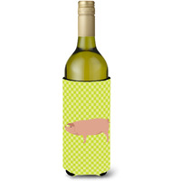"Caroline's Treasures American Landrace Pig Green Decorative Bottle Hugger, 750 ml, Multicolor"