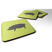 "Caroline's Treasures Berkshire Pig Green Decorative coasters, 3.5, Multicolor"
