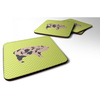 "Caroline's Treasures Mini Miniature Pig Green Decorative coasters, 3.5, Multicolor"