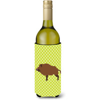 "Caroline's Treasures Wild Boar Pig Green Decorative Bottle Hugger, 750 ml, Multicolor"