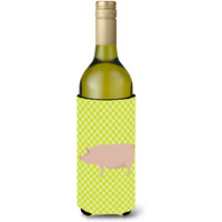 "Caroline's Treasures English Large White Pig Green Decorative Bottle Hugger, 750 ml, Multicolor"