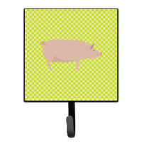 "Caroline's Treasures English Large White Pig Green Wall Hook, Small, Multicolor"