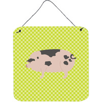 "Caroline's Treasures Green Gloucester Old Spot Pig Metal Print, 6hx6w"