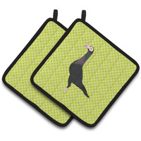 "Caroline's Treasures English Carrier Pigeon Green Decorated Pot Holder, 7.5"" x 7.5"""