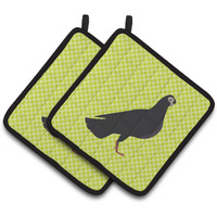 "Caroline's Treasures Budapest Highflyer Pigeon Green Decorated Pot Holder, 7.5"" x 7.5"""